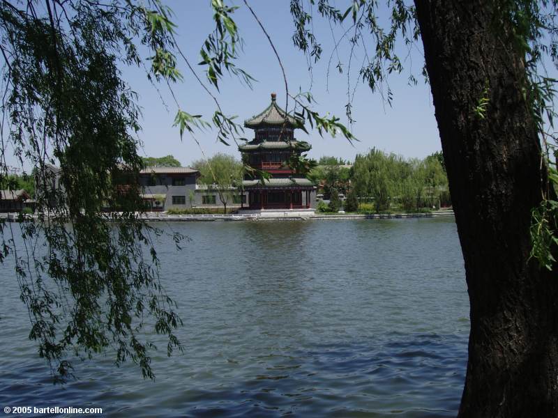 Lake near the Bell and Drum Towers in Beijing, China