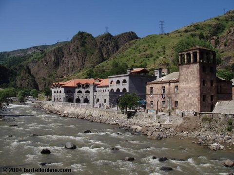 The Dzoraget hotel and Debed river in the Lori region of Armenia
