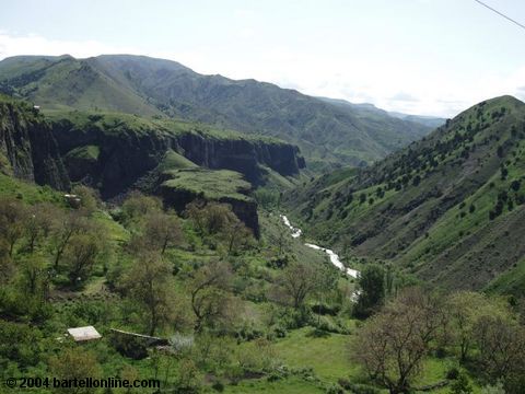 View of the Azat river gorge below Garni temple, Armenia
