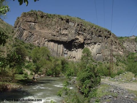 View of the Azat river and basalt cliffs near Garni, Armenia
