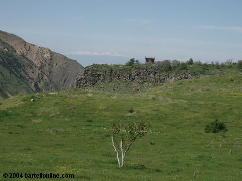 View of the Greco-Roman temple in Garni, Armenia from across the Azat river gorge

