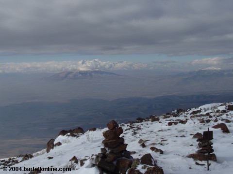 View of Mt. Aragats from the top of Mt. Hatis near Akunk, Armenia
