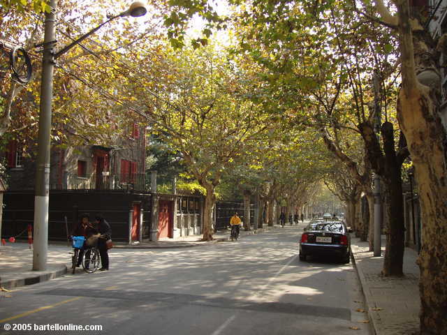 Street corner near the former residence of Zhou Enlai in Shanghai, China