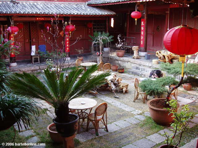 Courtyard at the First Bend Inn in Lijiang, Yunnan, China