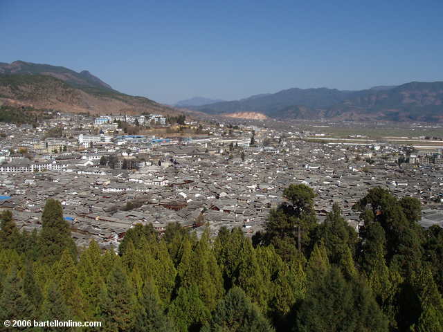 Roofs of the Old Town of Lijiang, Yunnan, China seen from the Wangu Tower